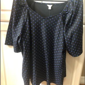 NWT Cato Black & Blue Polka Dotted Blouse